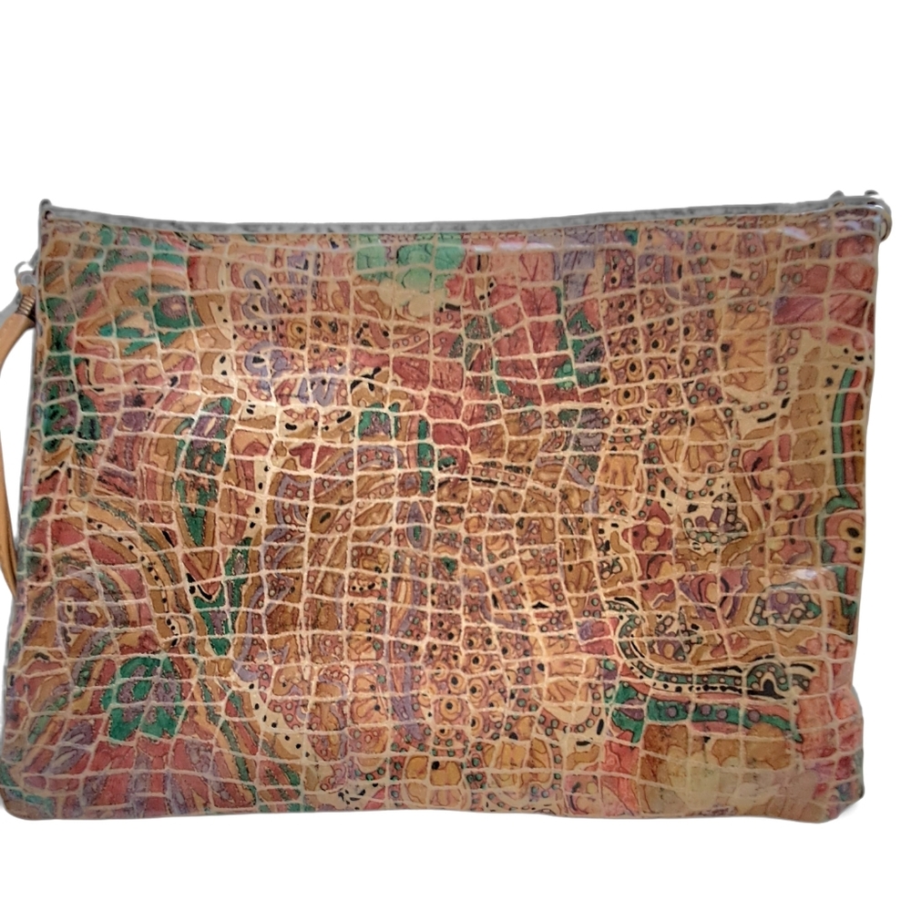 Pinky Vintage Handbag Beverly Hills Bag Lady Croc Embossed Leather Pastels Beaut - Picture 3 of 11